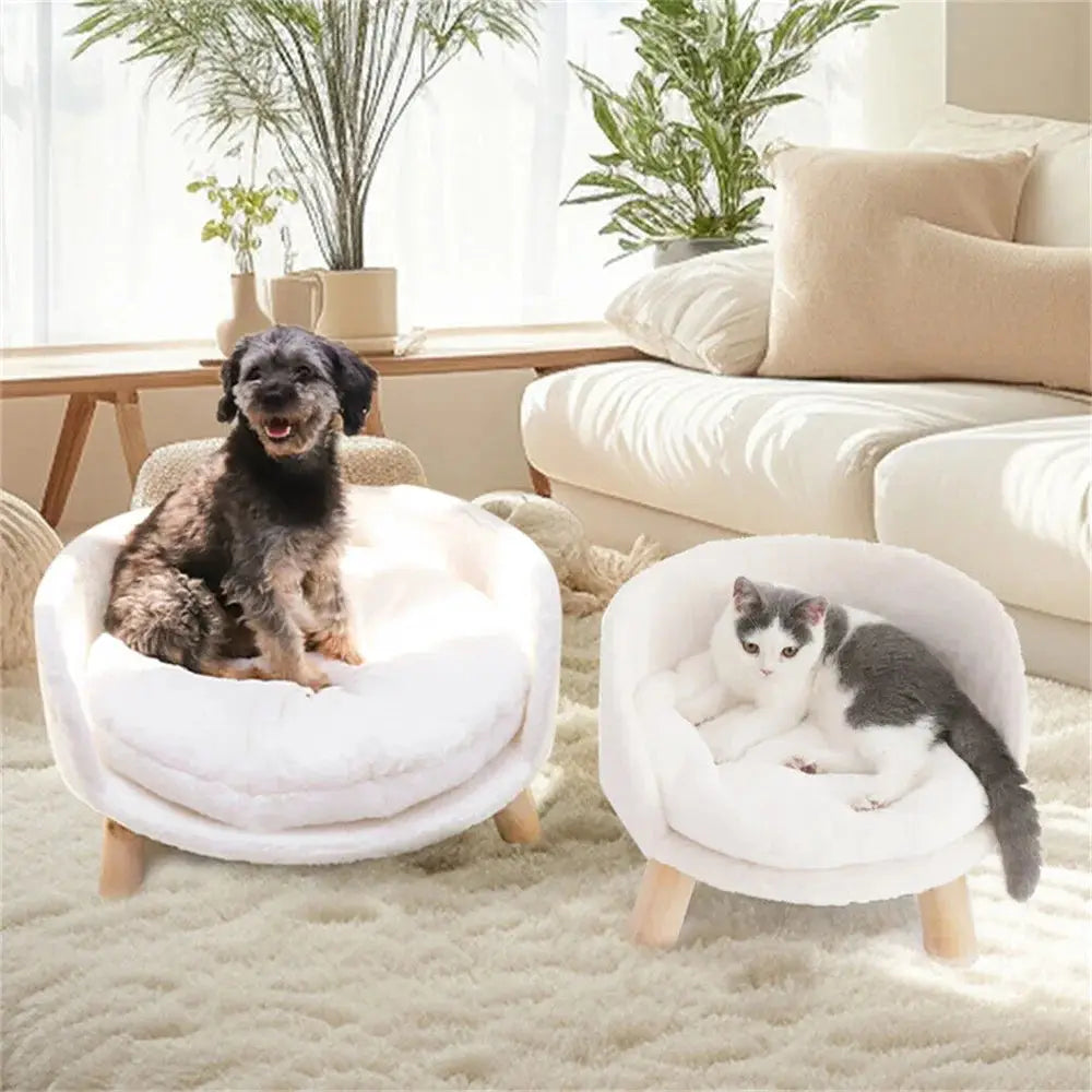 Ultra-Soft Elevated Pet Sofa Bed: Removable Washable Cushion for Cats & Small Dogs