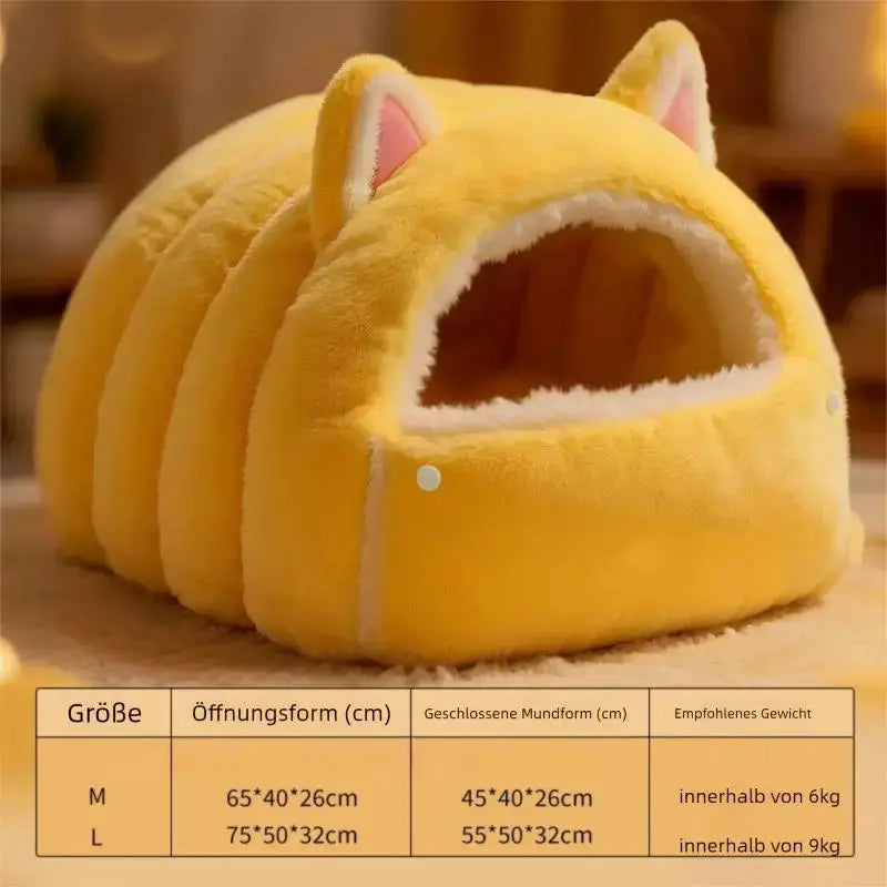 Cozy Thickened Winter Cat Bed House - Enclosed Safe Warm Sleeping Nest
