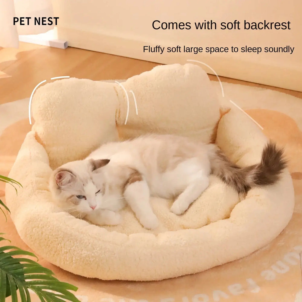 Plush Heart-Shaped Pet Bed: Detachable, Washable, Warm for Dogs and Cats