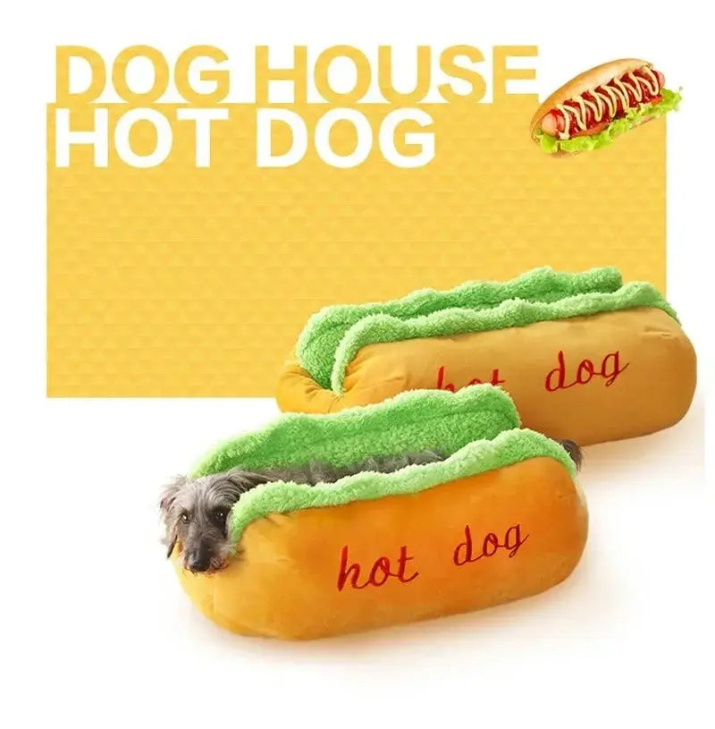 Adorable Hot Dog Pet Bed Lounger: Soft, Warm, Washable Kennel Mat for Pets
