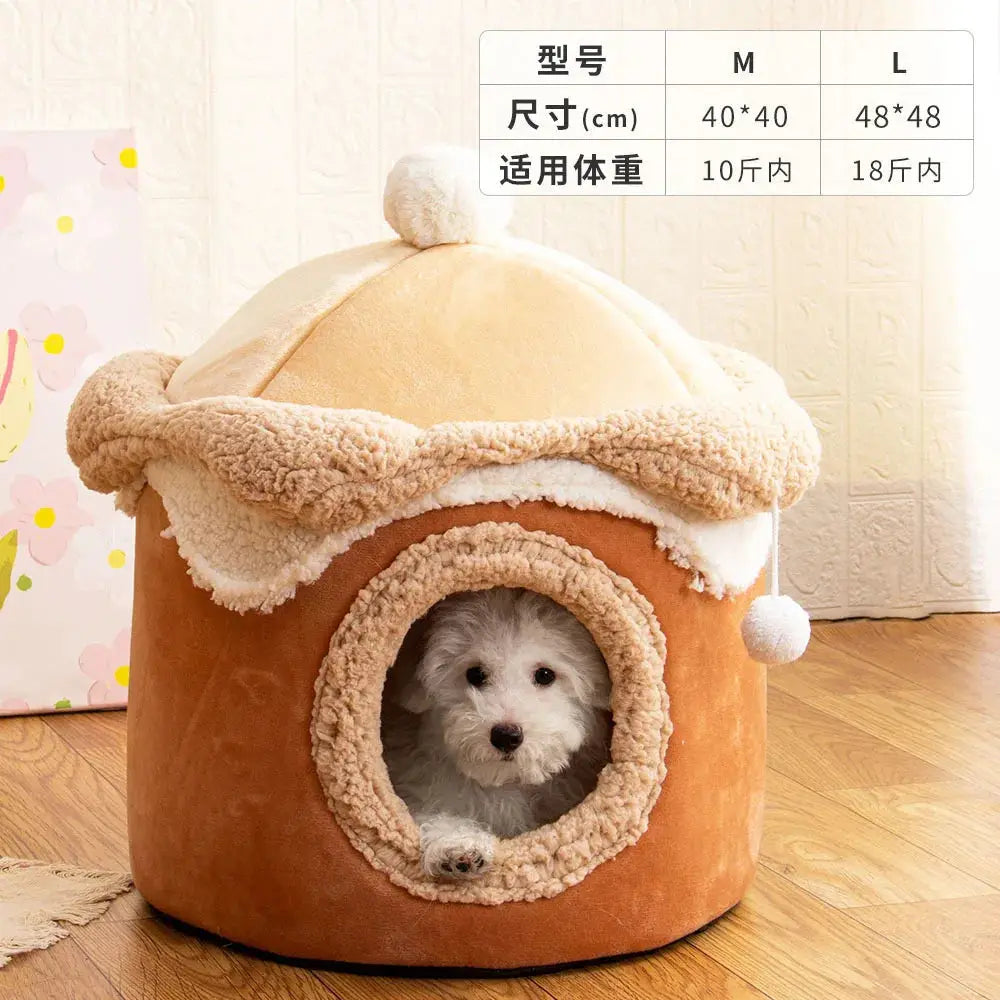 Warm Ice Cream House Pet Bed: Cozy Princess Nest for Cats & Dogs