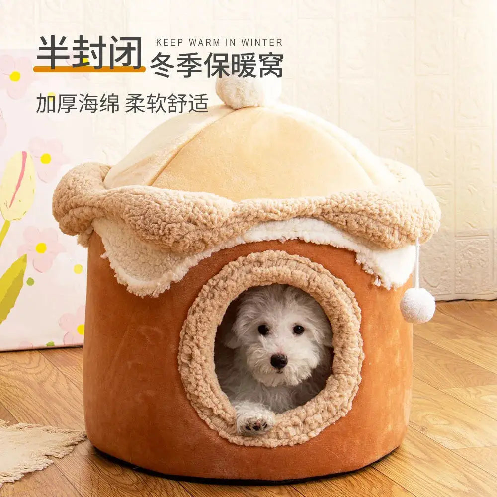 Warm Ice Cream House Pet Bed: Cozy Princess Nest for Cats & Dogs