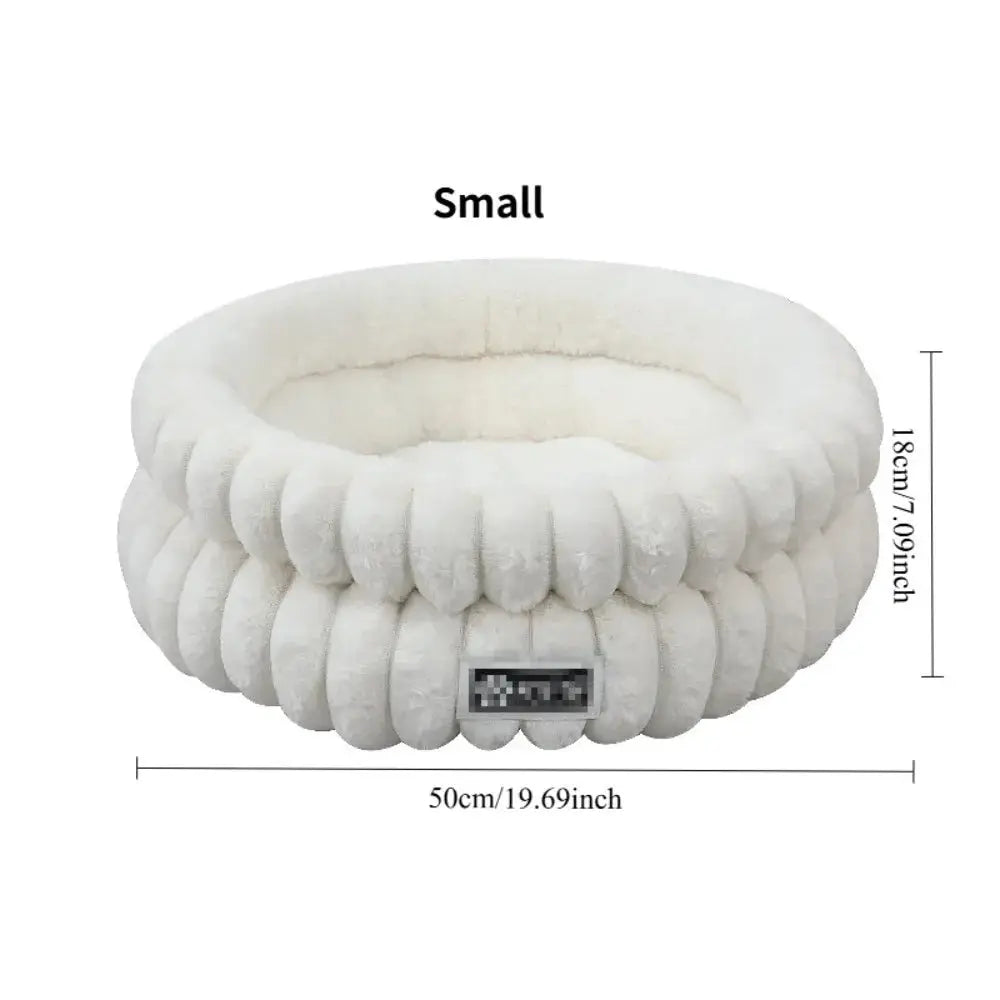 Ultra-Soft Winter Warm Washable Round Pet Bed for Cats Small Dogs