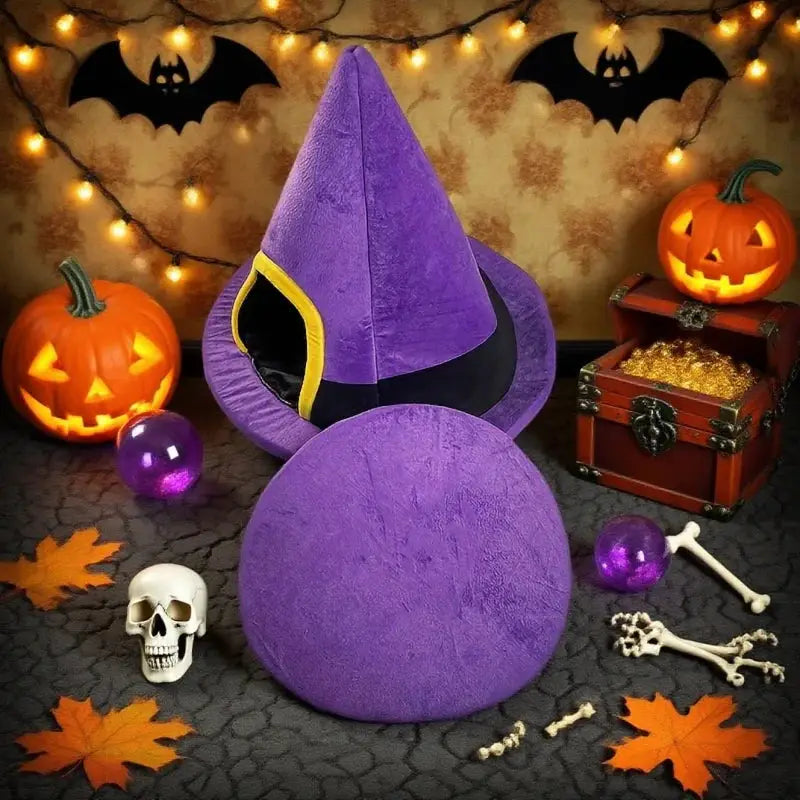 BOOTEELY Witch Hat Pet Bed: Soft Plush Semi-Enclosed Cozy Nest for Cats & Small Dogs