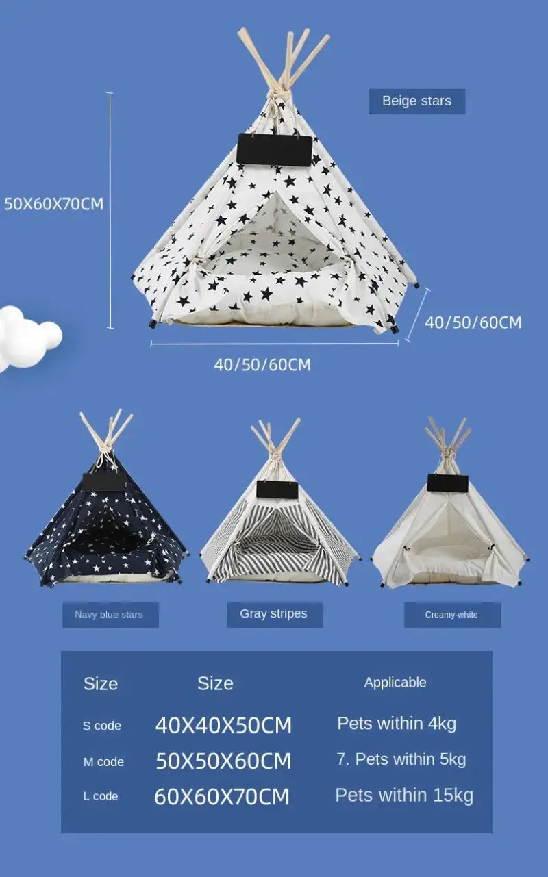 Luxury Washable Pet Teepee Tent: Cozy Dog & Cat Bed with Cushion