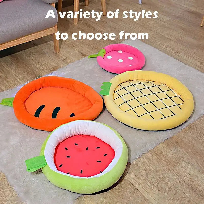 HiCoDo Adorable Fruit Pattern Pet Mat – Breathable Dog Mattress & Cat Bed