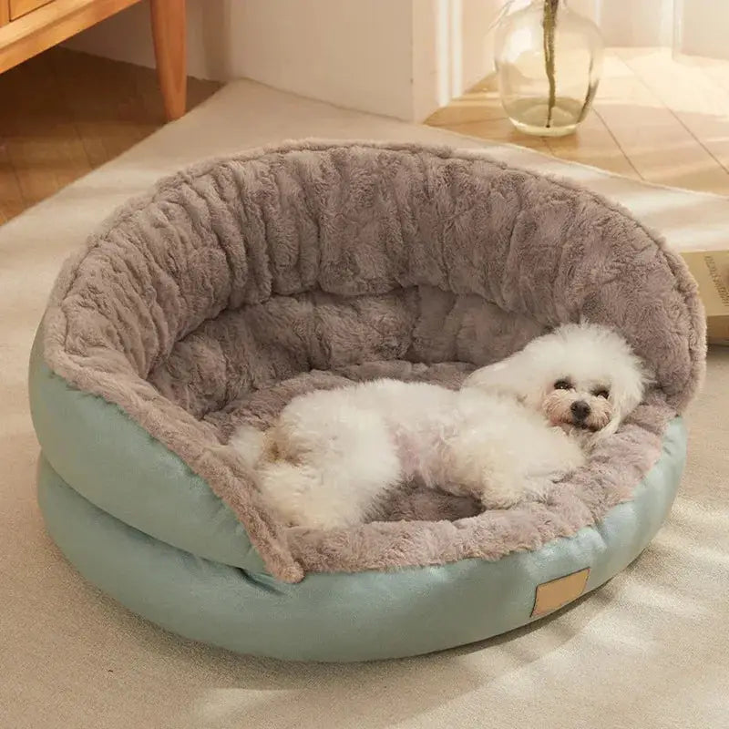 Cozy Plush Round Pet Bed - Anti-Anxiety Calming Cuddler for Dogs