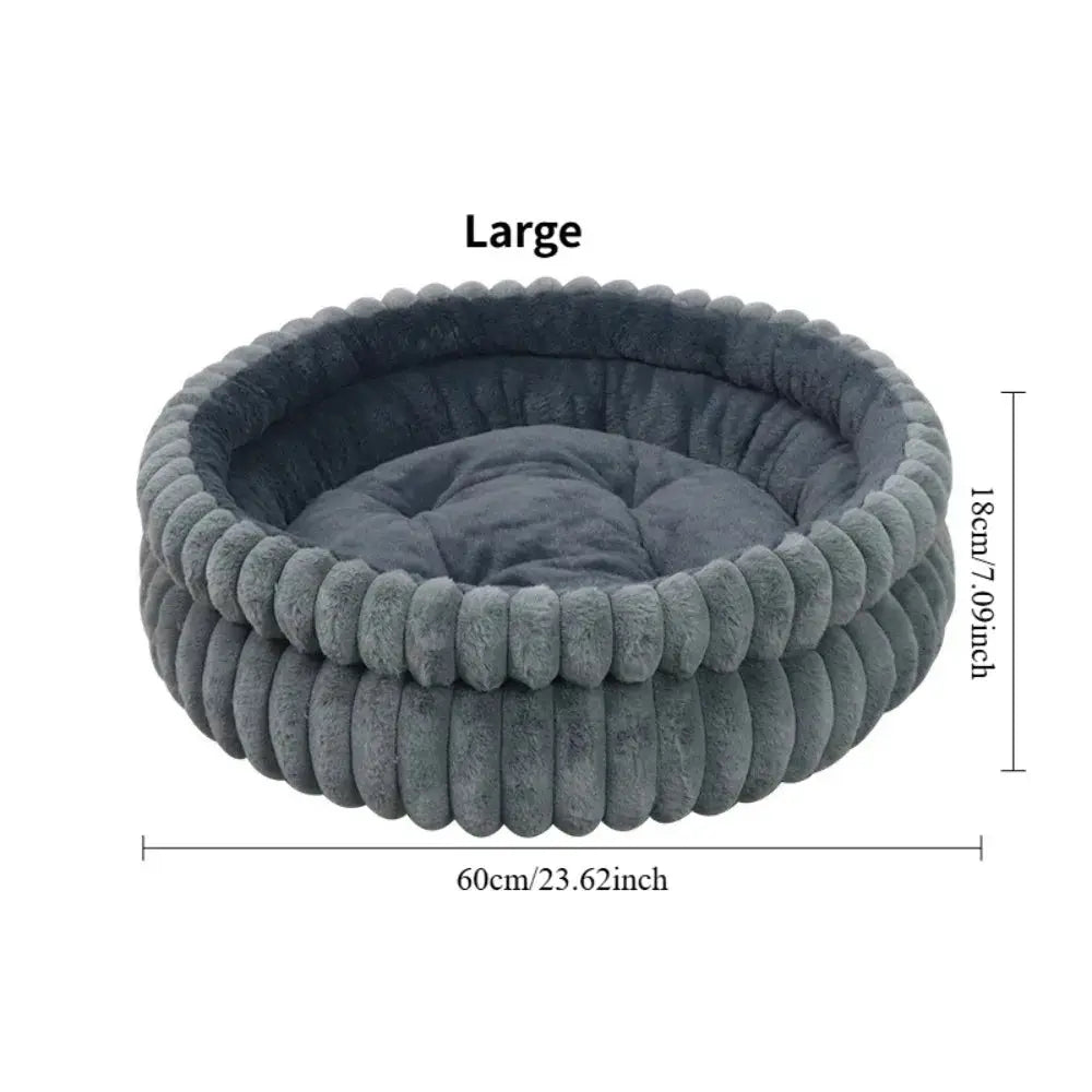Ultra-Soft Winter Warm Washable Round Pet Bed for Cats Small Dogs