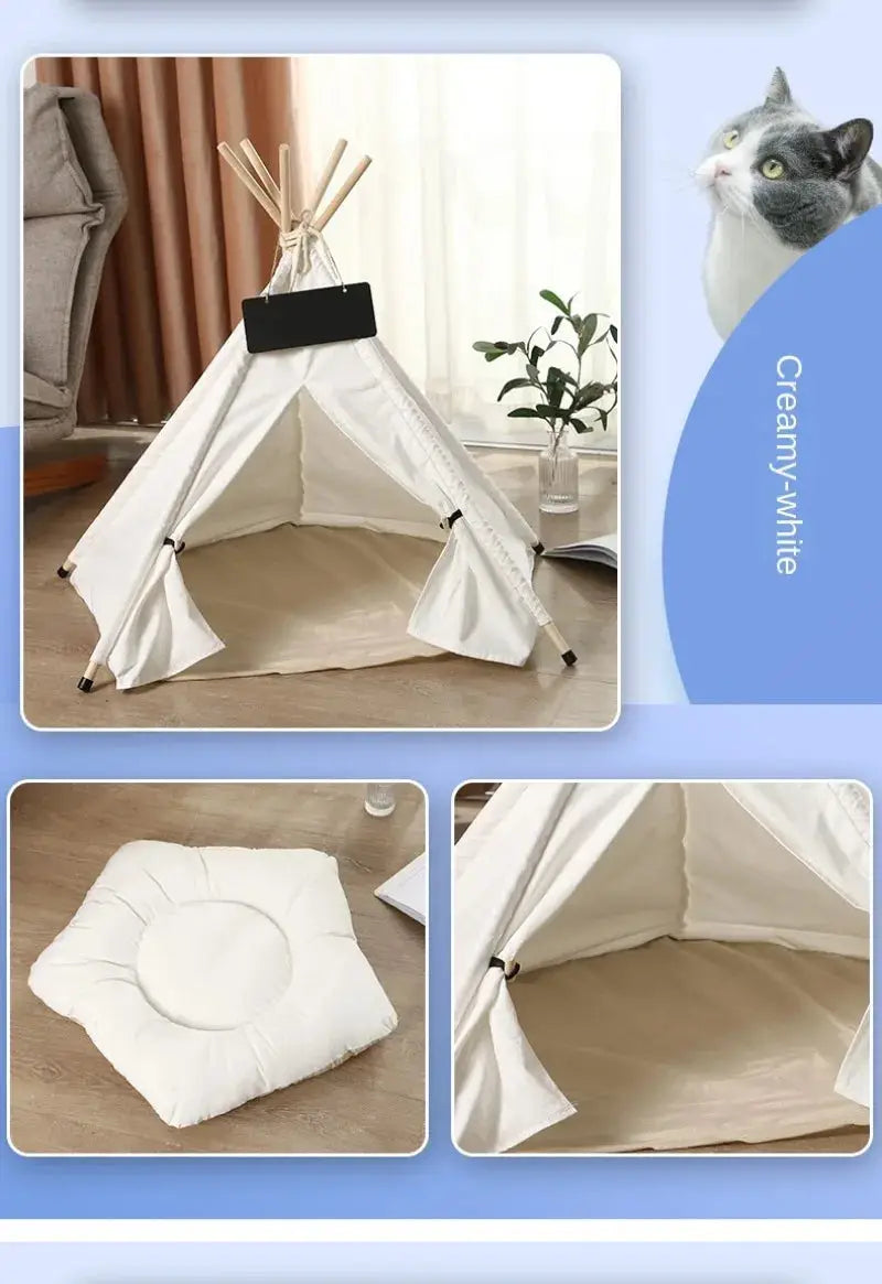 Luxury Washable Pet Teepee Tent: Cozy Dog & Cat Bed with Cushion