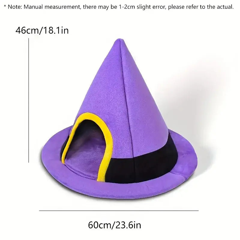 BOOTEELY Witch Hat Pet Bed: Soft Plush Semi-Enclosed Cozy Nest for Cats & Small Dogs