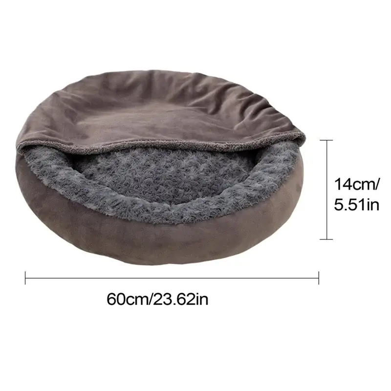 Plush Hooded Donut Pet Bed for Calming Small Dogs & Cats – Warm Winter Comfort