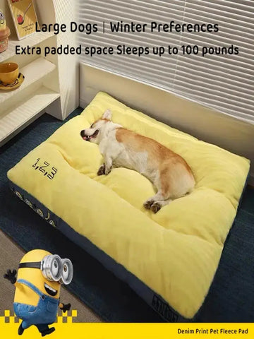 Premium Velour Pet Bed: Warm, Ergonomic Sleeping Pad for Dogs & Cats