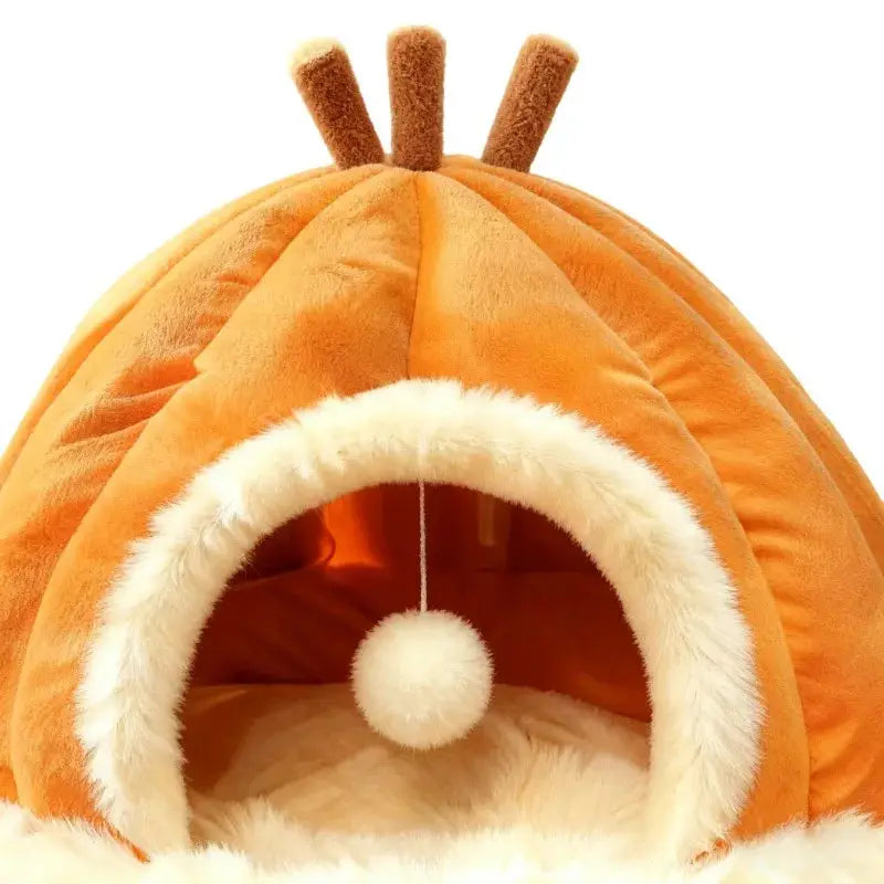 Extra Large Cozy Pumpkin Cat Nest - All-Season Pet Villa Sleep