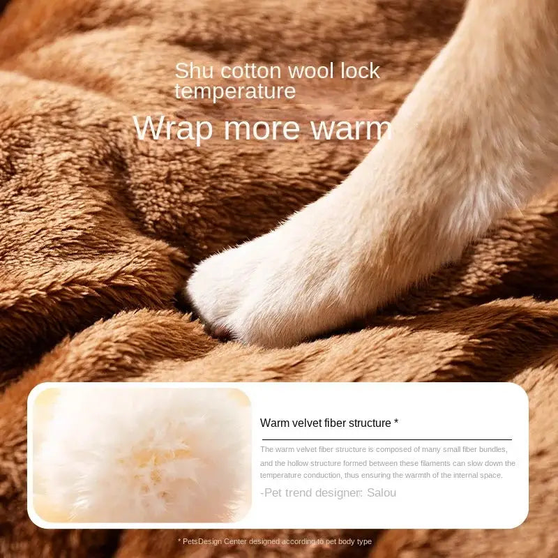 Cozy Bear Cave Pet Bed: Warm, Windproof, Plush for Dogs & Cats