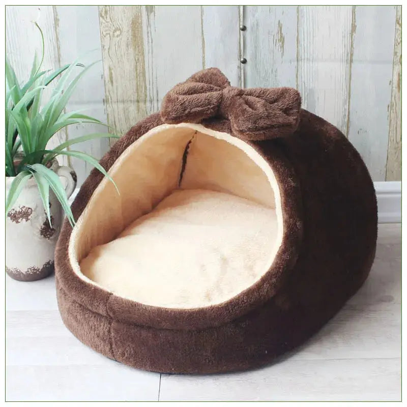 Plush Warm Pet Bed for Small Medium Dogs Cats - Cozy Kennel