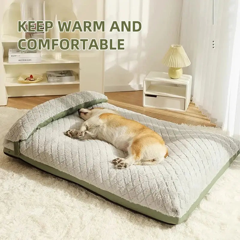 HOOPET Plush Winter Dog Bed Mat: Warm, Fluffy, Orthopedic Pet Cushion for Large & Medium Dogs
