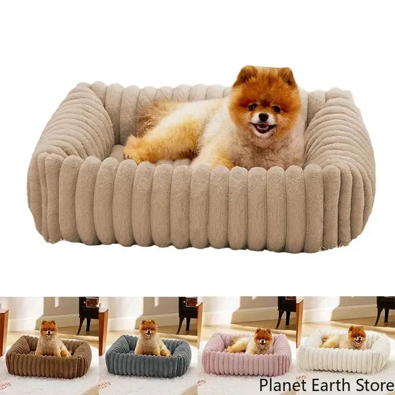 Small Dog Cat Luxury Plush Bed: Warm, Washable Sofa Nest