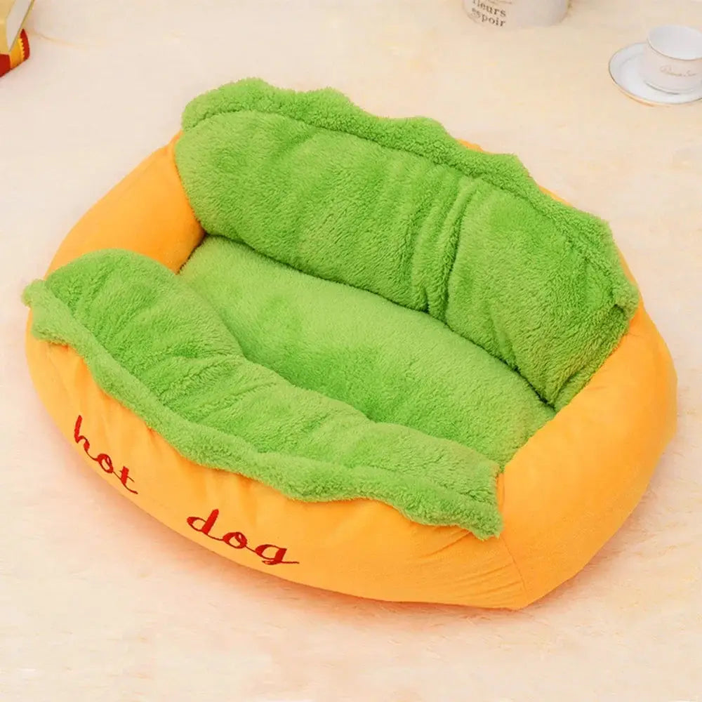 Adorable Hot Dog Pet Bed Lounger: Soft, Warm, Washable Kennel Mat for Pets