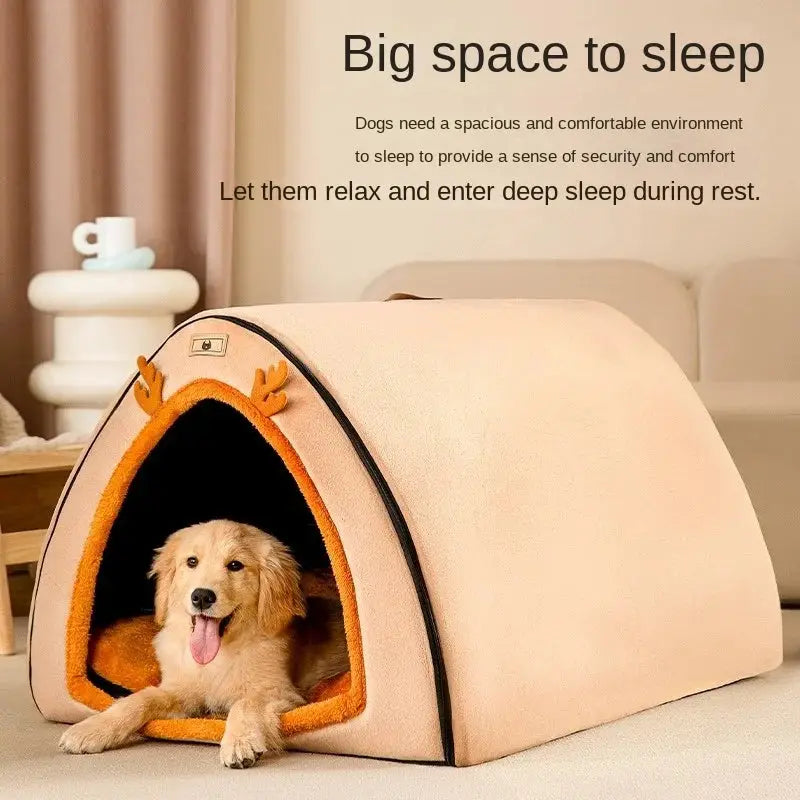 Cozy Warm Winter Dog & Cat House | Removable Washable Pet Bed Kennel Tent
