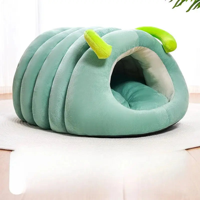 Plush Caterpillar Pet Nest: Winter Warm, Soft Anti-Slip Cozy Bed for Cats & Dogs