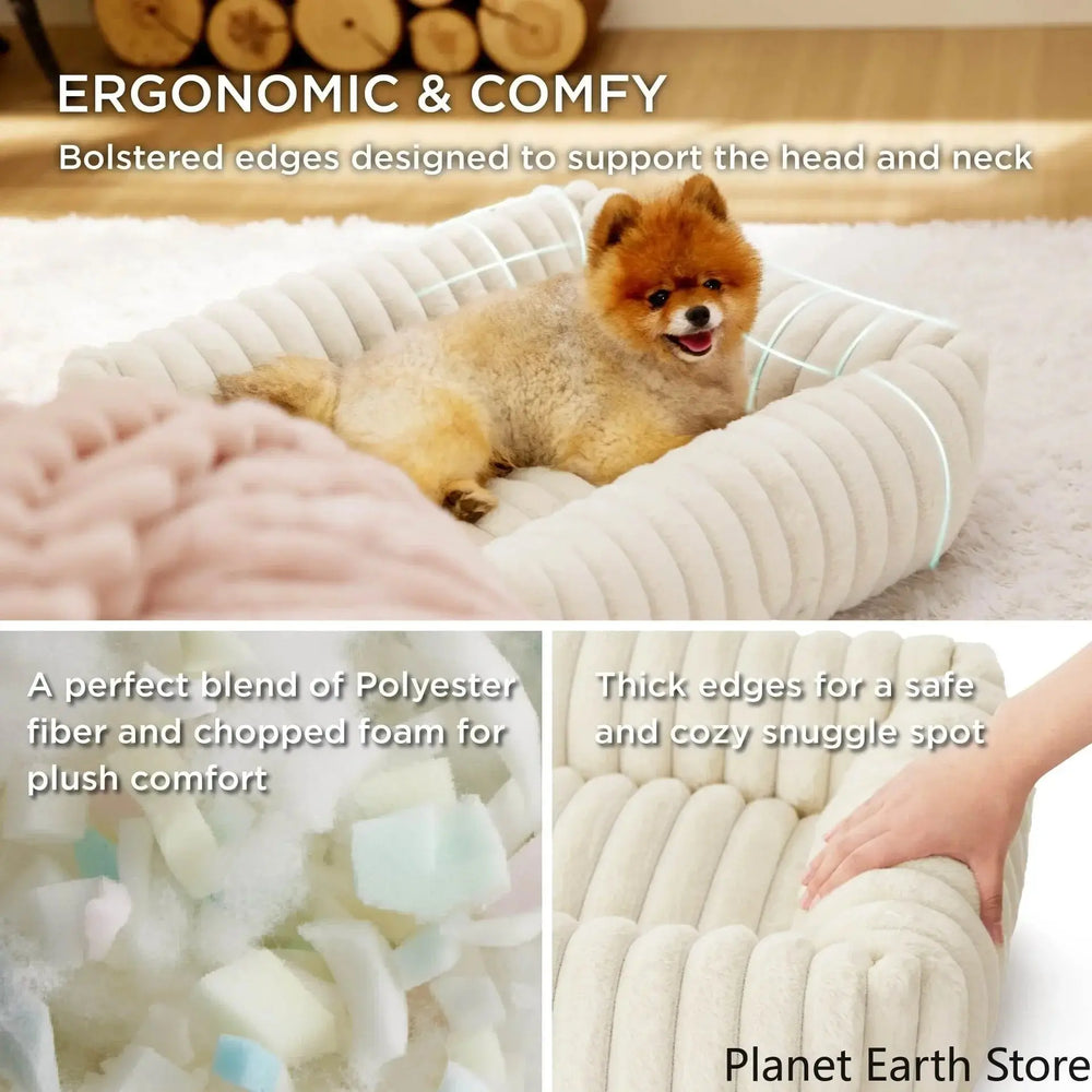 Small Dog Cat Luxury Plush Bed: Warm, Washable Sofa Nest
