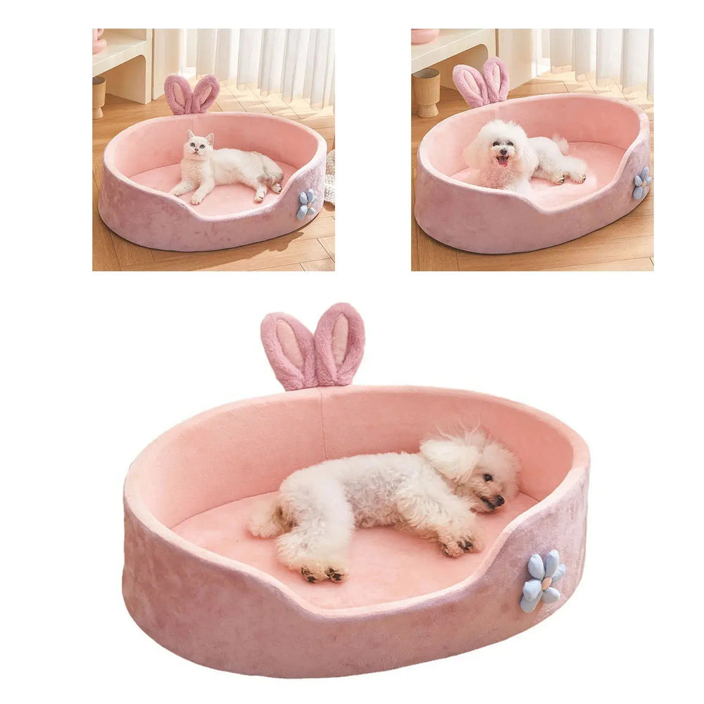 Cozy Pink Detachable Pet Bed for Dogs & Cats - Soft, Warm, Washable, All-Season