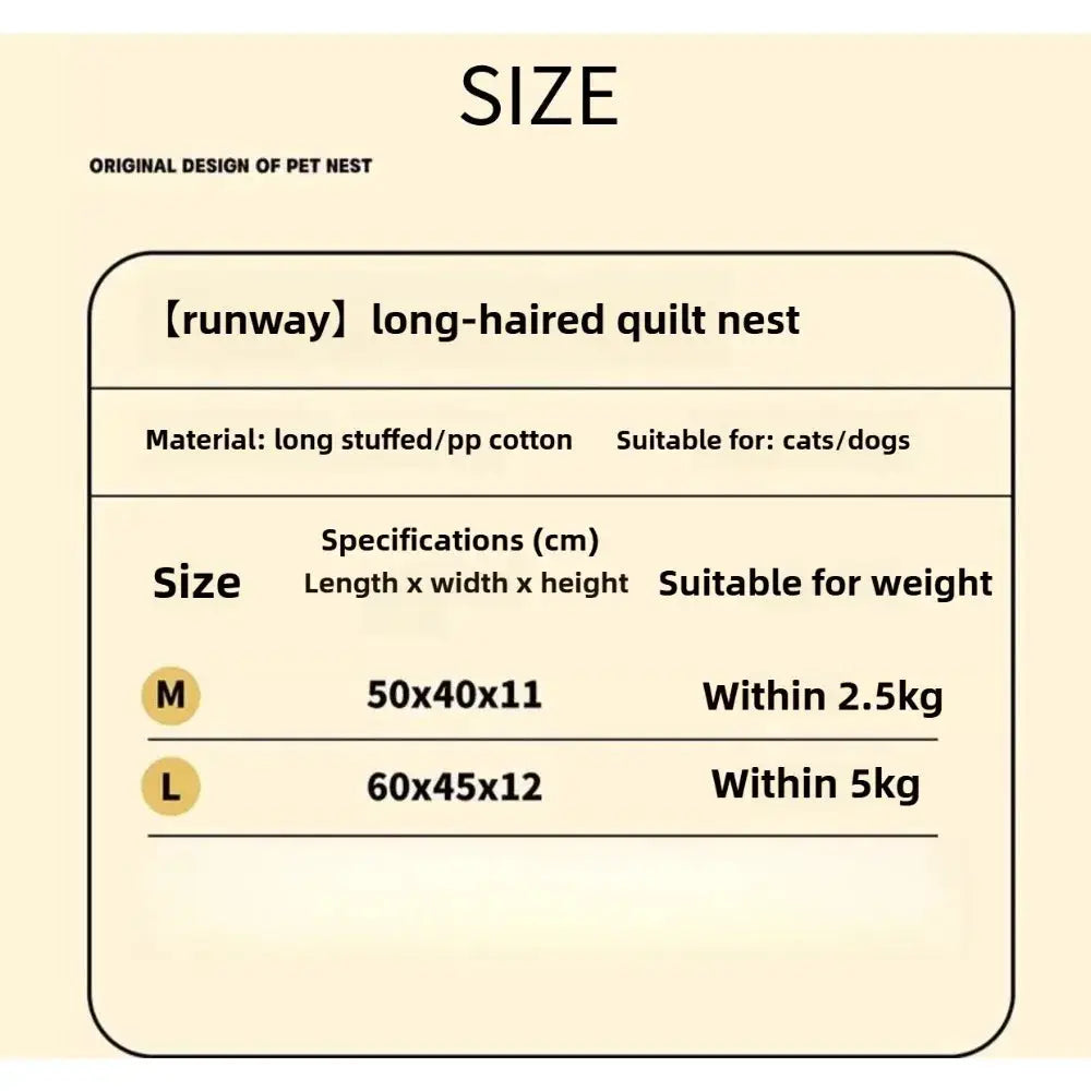 Cozy Plush Pet Bed: Warm Winter Cat & Small Dog Nest, Thick Mat