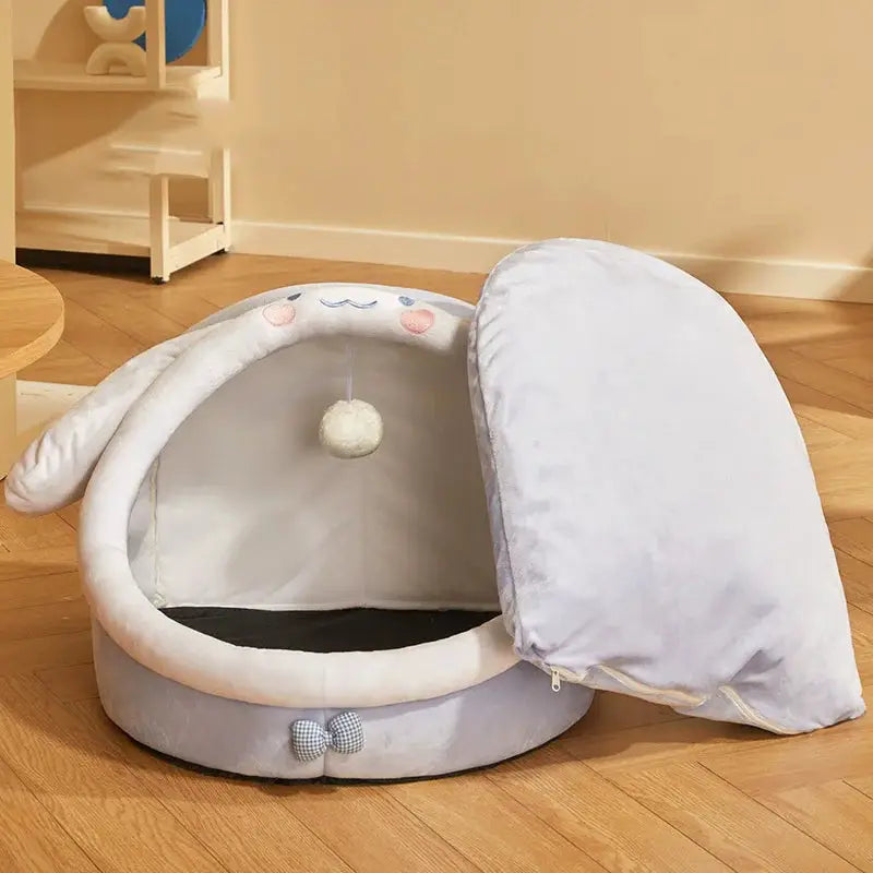 Warm Enclosed Pet Bed House – Four Seasons Cozy Cat Dog Sofa Nest