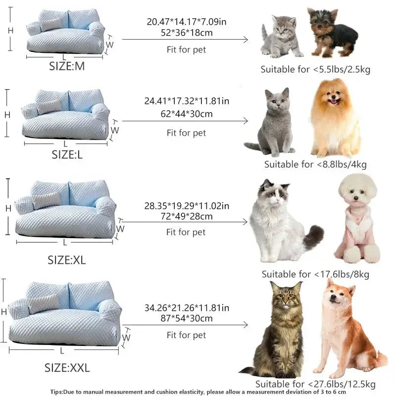 All Seasons Pet Sofa Bed for Small Medium Dogs Cats - Ice Silk Summer Comfort