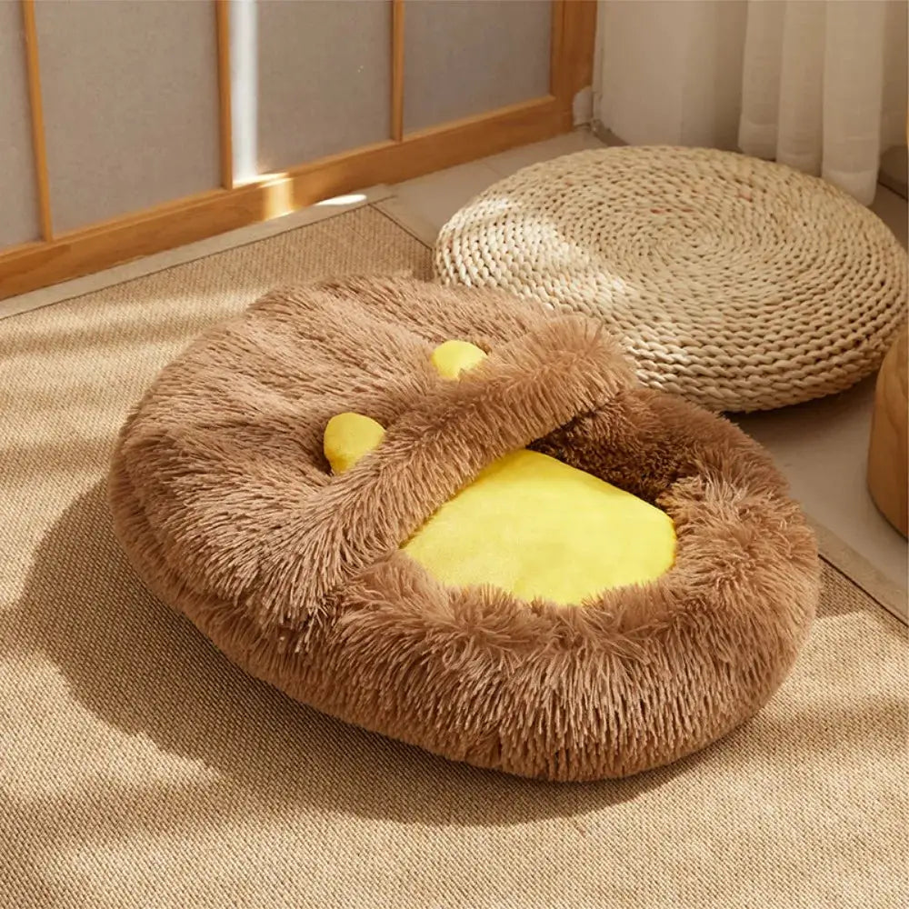 Cozy Plush Pet Bed: Warm Winter Cat & Small Dog Nest, Thick Mat