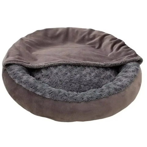 Plush Hooded Donut Pet Bed for Calming Small Dogs & Cats – Warm Winter Comfort