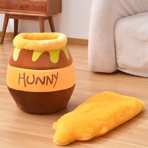 Warm Honey Jar Pet Bed: Soft, Breathable Nest for Cats & Small Dogs