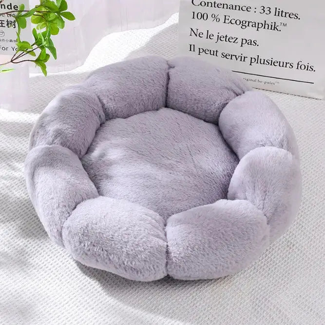 Plush Flower Pet Bed: Cozy Soft Round Cushion for Dogs, Cats