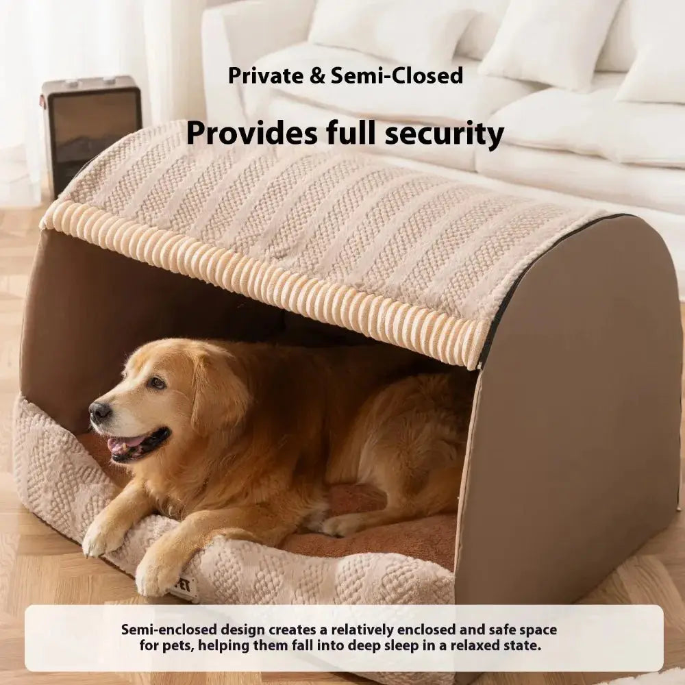 Warm Deep Sleep Pet Bed: Washable, Semi-Closed Nest for Dogs & Cats