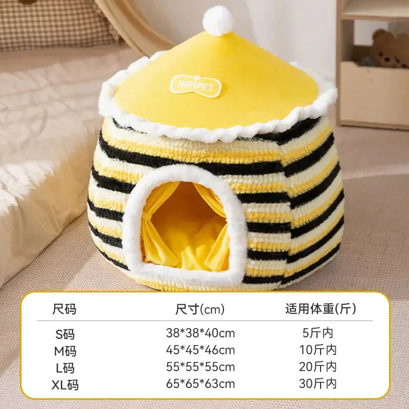 Cozy Knitted Pet Tent Bed: Warm Winter Cat & Dog House Nest
