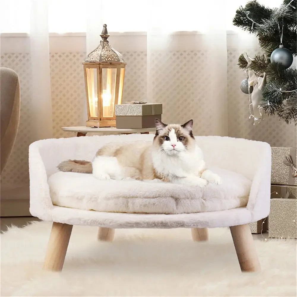 Ultra-Soft Elevated Pet Sofa Bed: Removable Washable Cushion for Cats & Small Dogs
