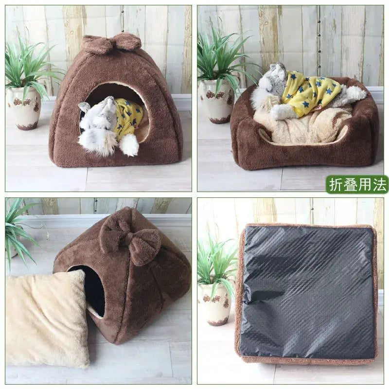 Warm Winter Pet House & Cat Bed Mat – Soft, Comfortable, Removable Nest
